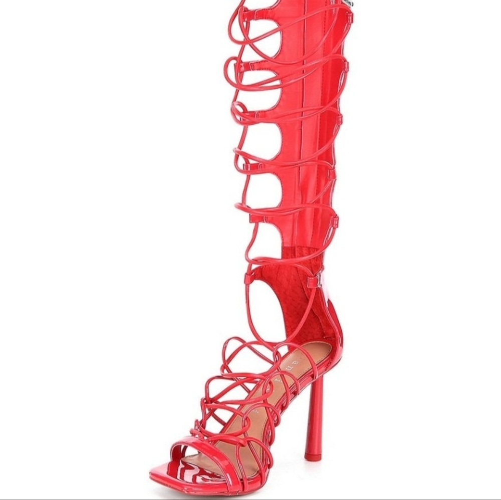 Sale! NWOT Gianni Bini Rydelle Red Patent Tall Lace Up Boots Sandals